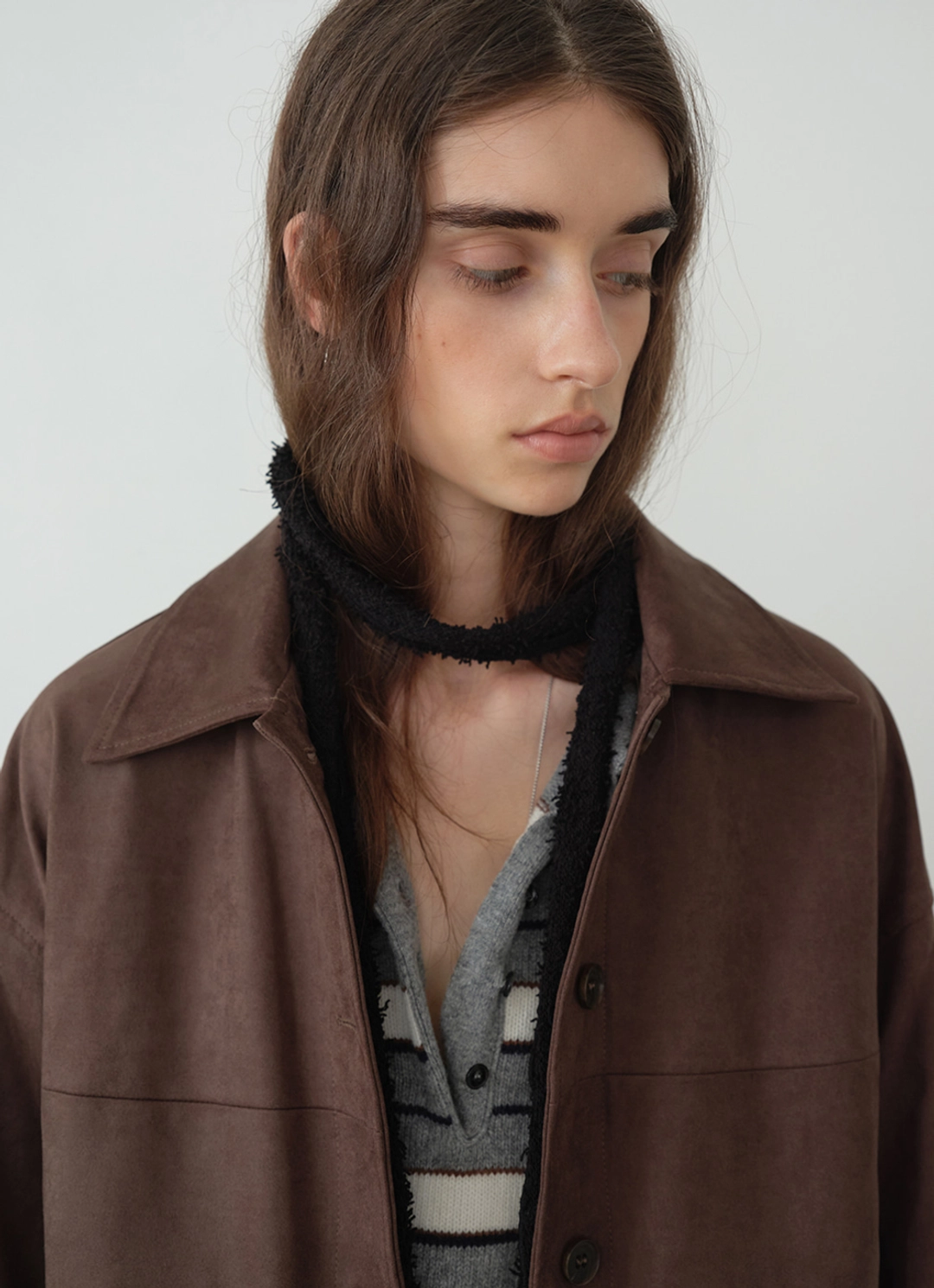 더라우스트 스웨이드 하프 자켓 BROWN 상품 이미지 2