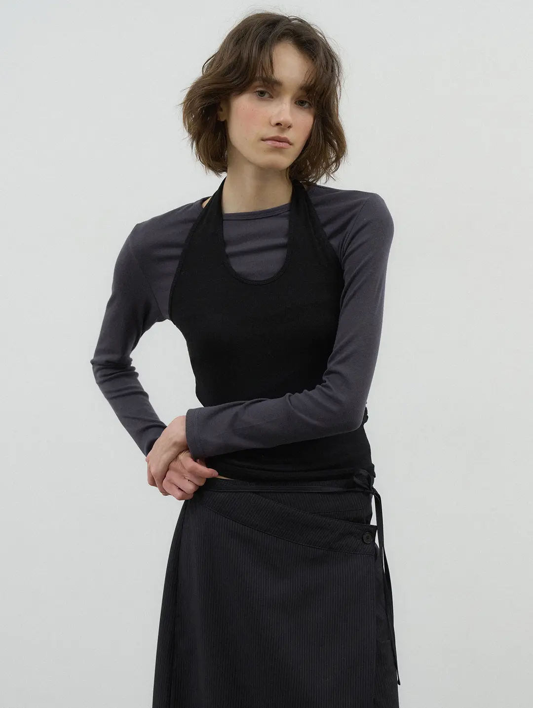 포에토 90\'S CLEAN SIZE TEE - CAHRCOAL 상품 이미지 2