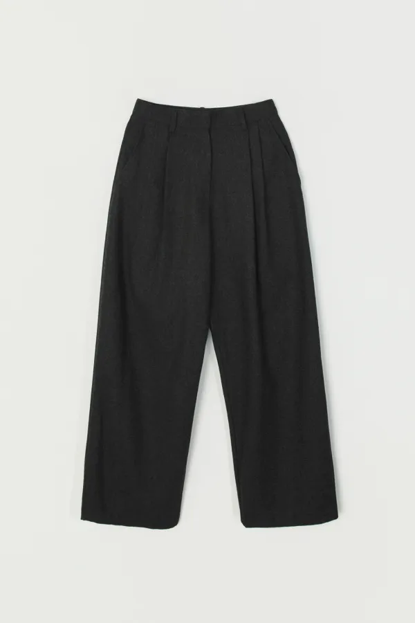 EASEN PINTUCK WOOL TROUSERS_CHARCOAL