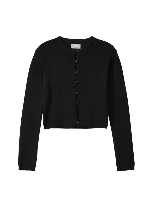 Button Slit Cardigan_ Black