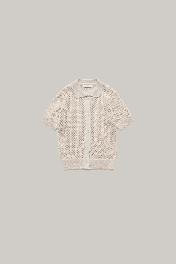 Weave linen cardigan (Cream)