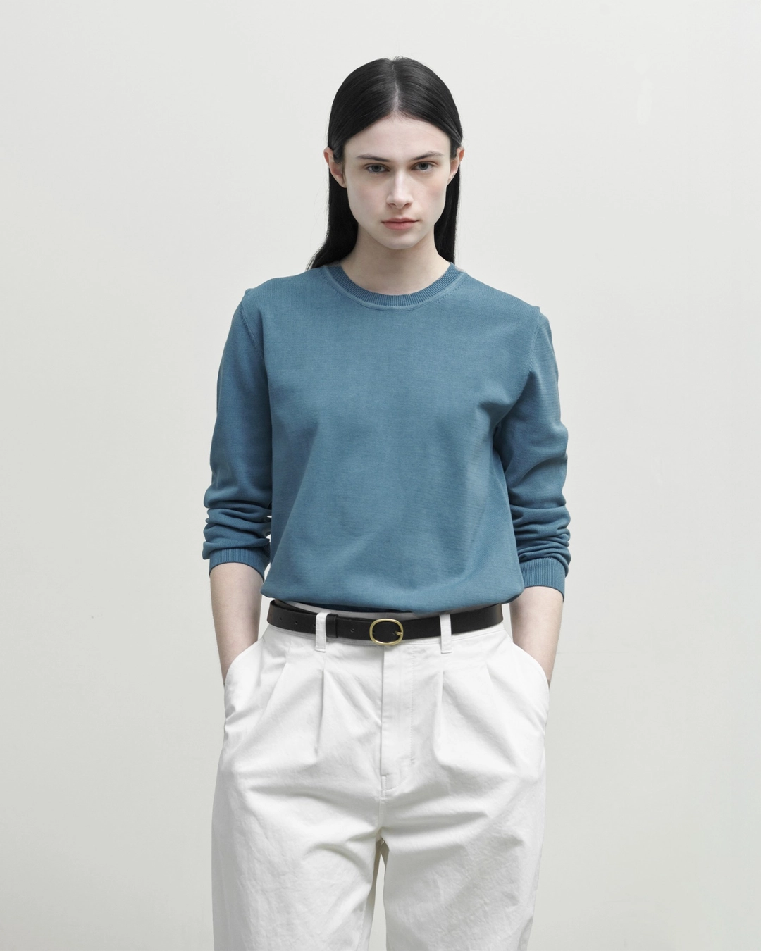 브라운야드 W Washed Cotton Knit, Blue 상품 이미지 2