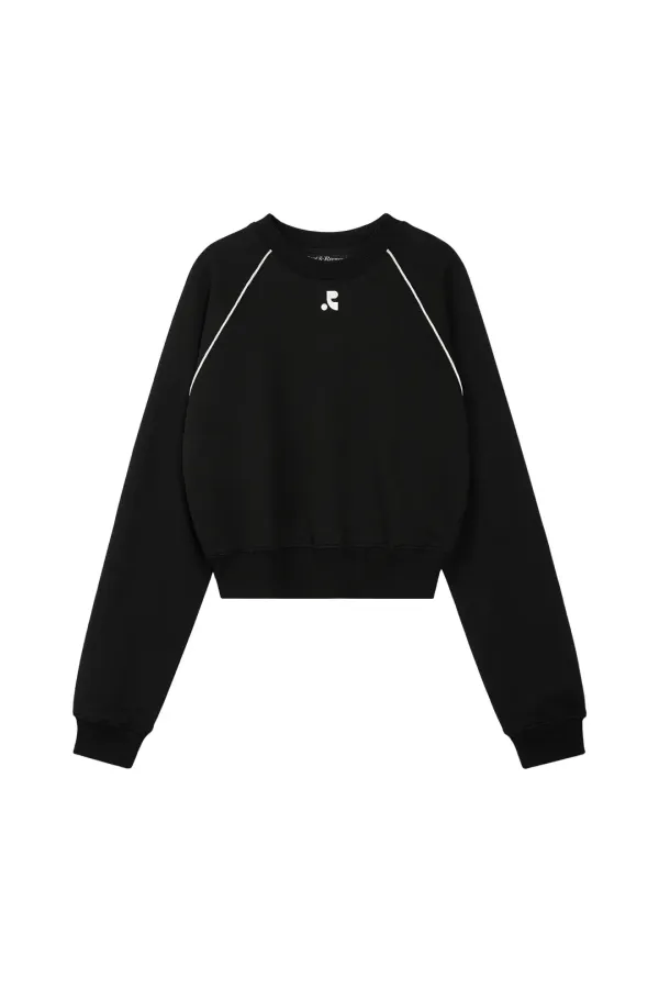 CROPPED RAGLAN SWEATSHIRT - BLACK