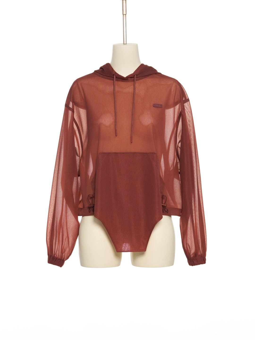 푸쉬버튼 PF25 BROWN SEE-THROUGH HOODIED BODY SUIT 상품 이미지 1