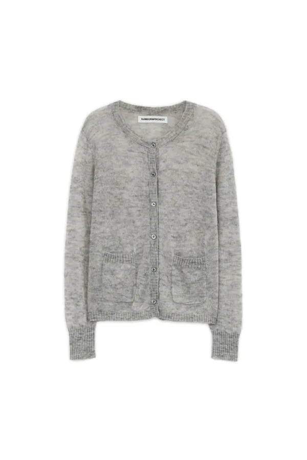 MOHAIR SHEER CARDIGAN, MELANGE GRAY