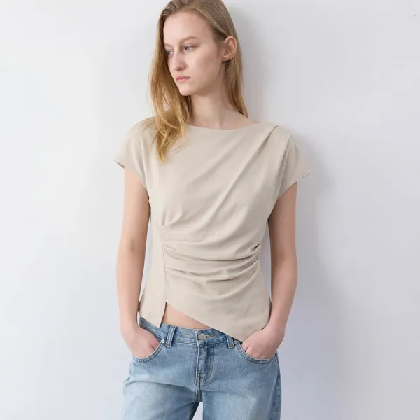 (Z-BL-4225)LOND WAIST TUCK  BLOUSE