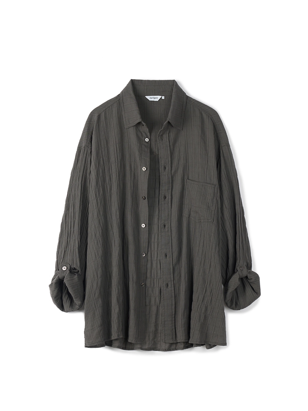 파르티멘토 Crinkle Roll Up Shirts_Charcoal 상품 이미지 3