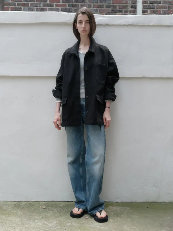 MAREN COTTON HALF JACKET_BLACK