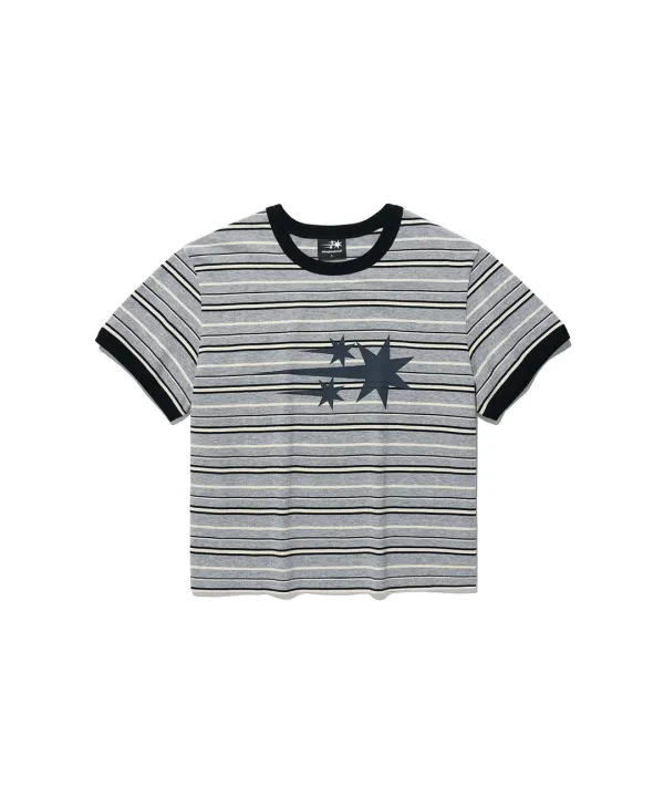 stripe 3star basic ringer tee[grey]