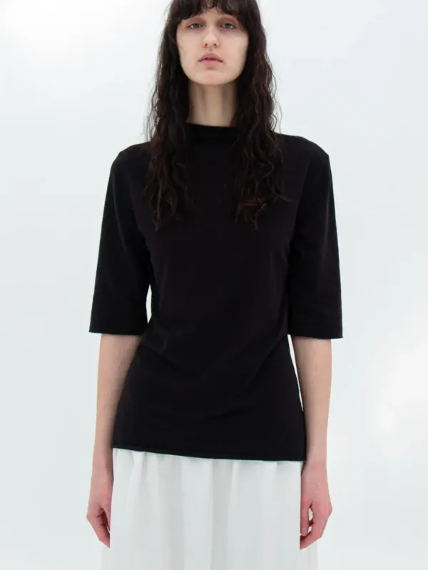10th /Mock Neck Thin T-Shirts (white)