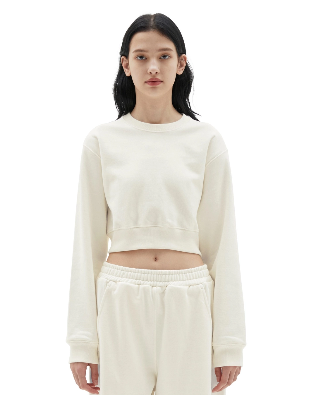 브라운야드 22FW W Crop Sweat Shirt, Ecru 상품 이미지 2