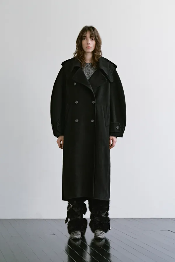 Volume-sleeve Handmade Coat [ Black ]