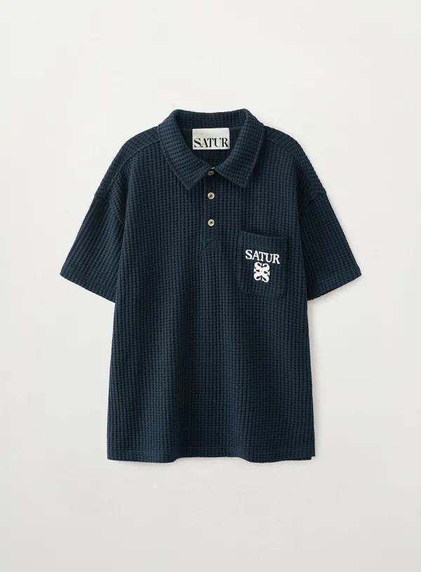 [RIIZE\'s Pick] Waffle Collar T-Shirt - Navy