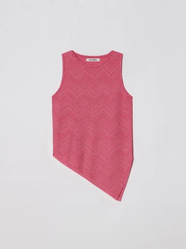 HERRINGBONE GLITTER SLEEVELESS [PINK]