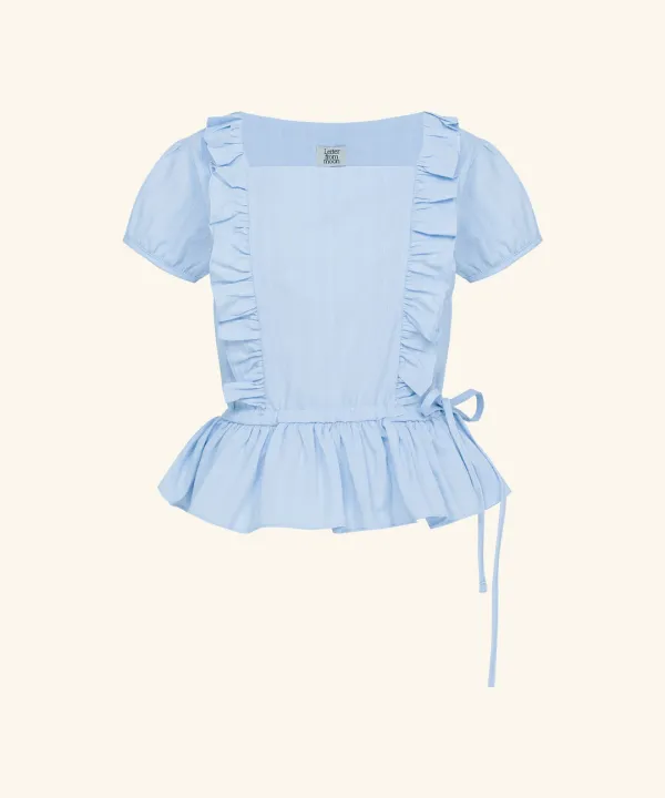 Dahlia Frill Square Neck Blouse ( Skyblue )