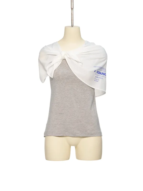 PS26 GRAY SCARF DETAIL JERSEY TOP