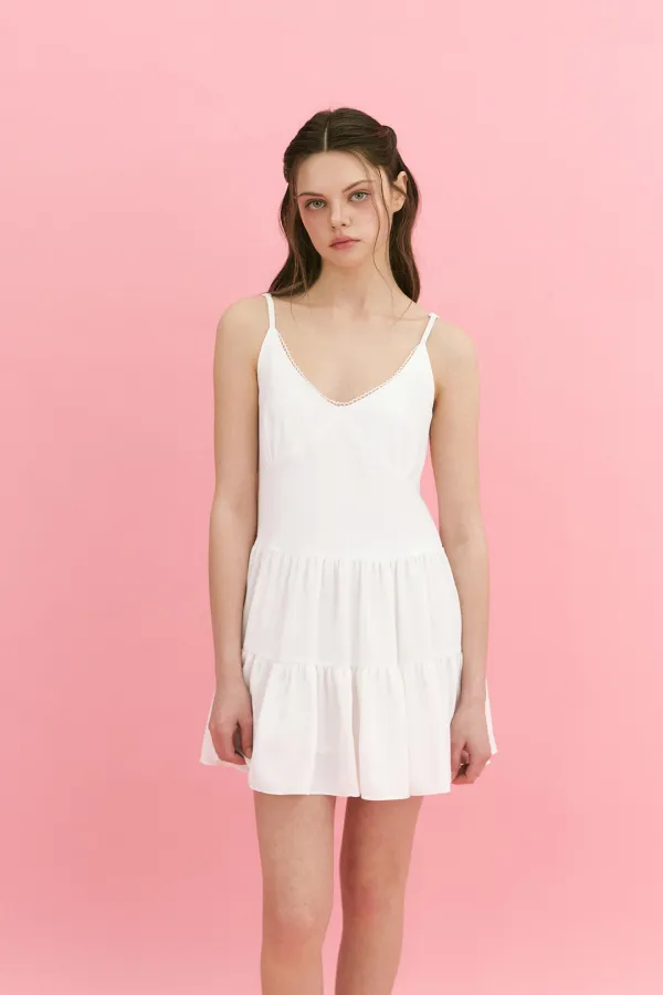 Chiffon Cancan Dress White