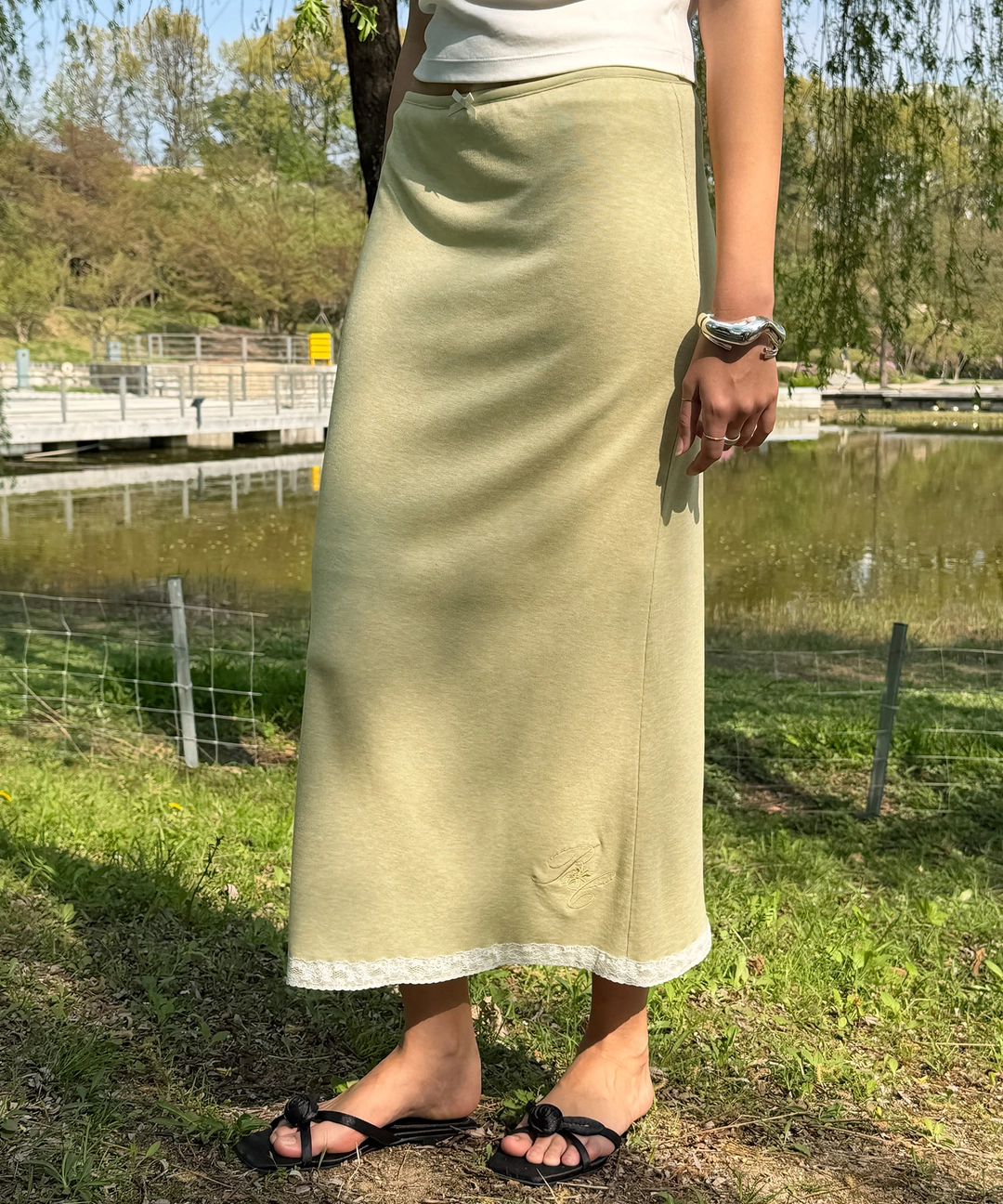 비터셀즈 Giselle Jersey Long Skirt-Olive 상품 이미지 2