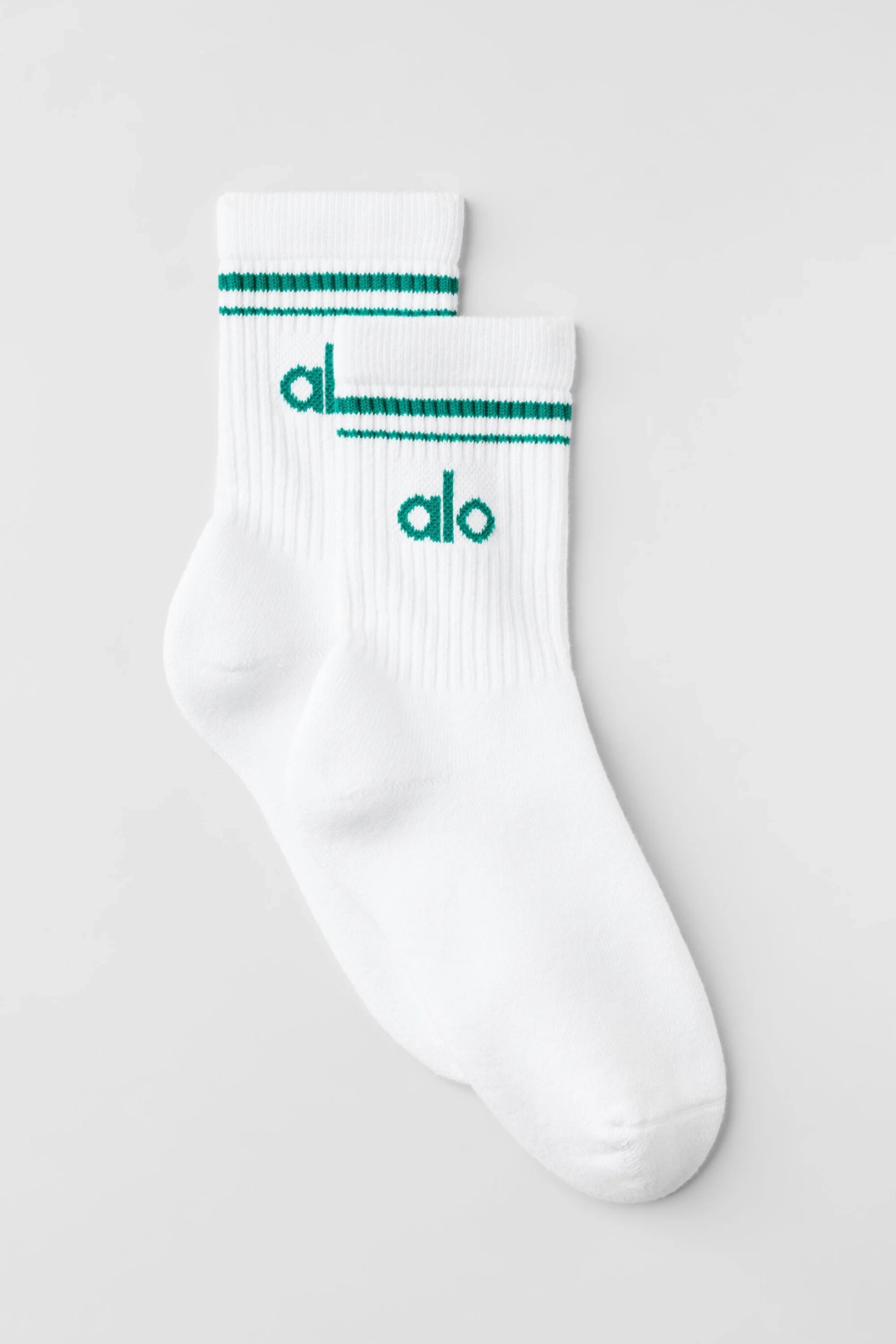 알로요가 Unisex Half-Crew Throwback Sock - White/Emerald Isle 상품 이미지 1