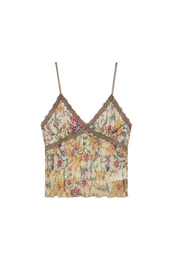[6. 5 예약 발송] METALLIC FLORAL 03 LACE CAMI TOP (YELLOW)