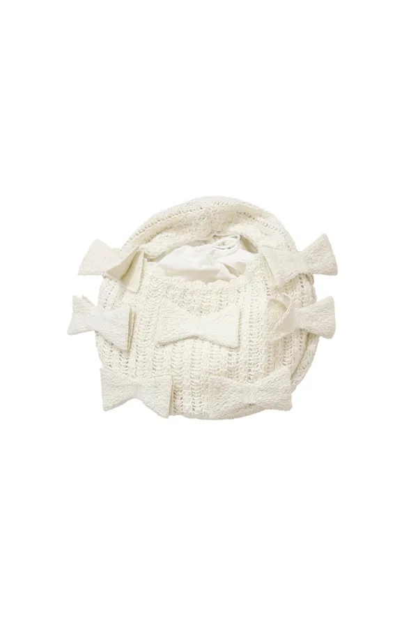 RIBBON KNIT TOTE BAG IVORY