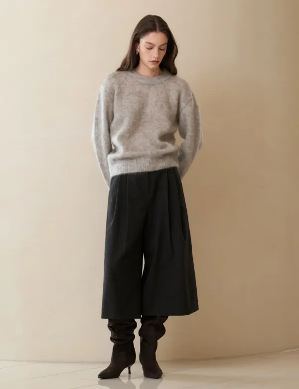 Wide Culottes Pants (Charcoal)