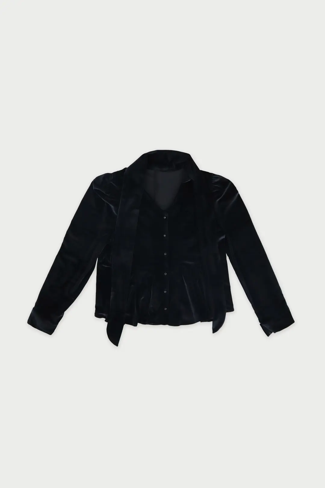 위드아웃썸머 Velvet scarf blouse_black 상품 이미지 3