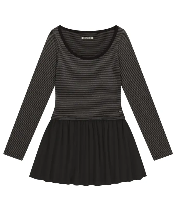 COY STRIPE DRESS BROWN
