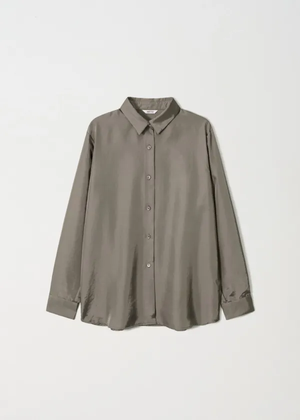 Moor Silky Shirt_Olive Khaki