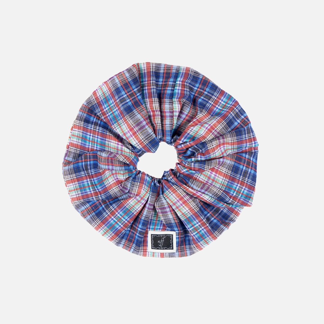 엔프프 check scrunchie big-blue 상품 이미지 2
