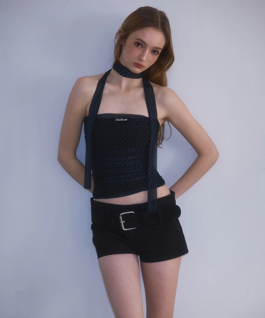 로제프란츠 Mesh Dot Tie Top [Black] 상품 이미지 1
