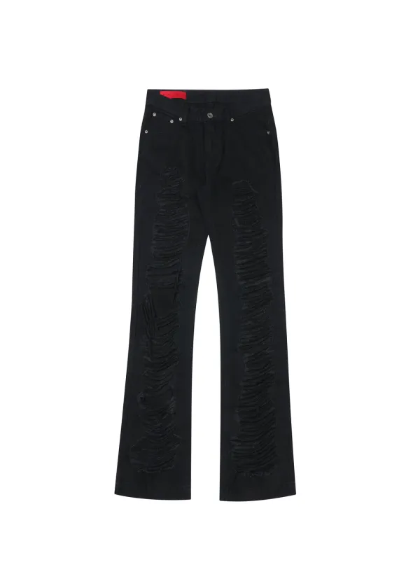 OPEN DESTROYED SEMI-BOOTCUT, BLACK