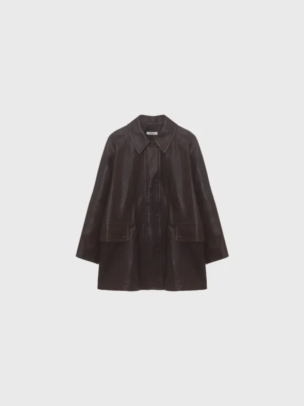 [Exclusive] Lambskin field jacket (brown)