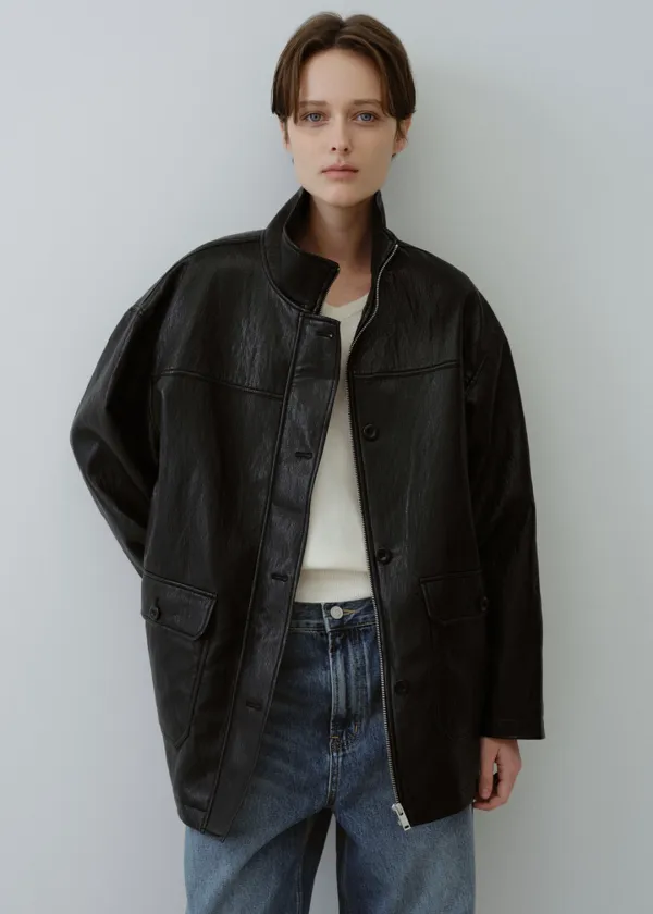 [2차] Leather work jacket (black)