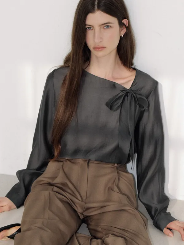 drop tie blouse (charcoal) orc 6110