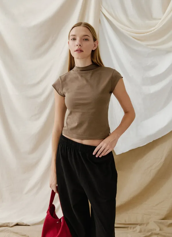 High neck cap sleeve_Chocolate Chip