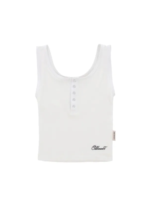 MONO BUTTON SLEEVELESS TOP WHITE