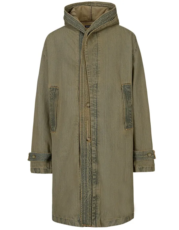 DENIM HOODED PARKA_INDIGO BEIGE