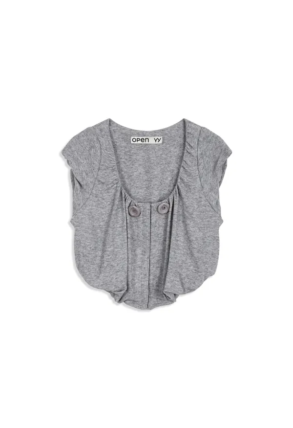 SHIRRED JERSEY VEST, GRAY