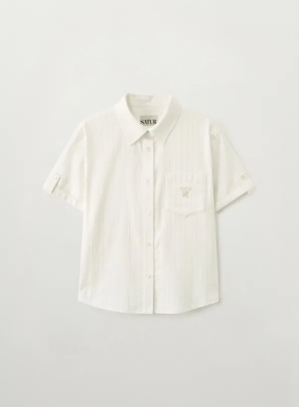 [이민정 Pick] (W) Roll Up Half Shirt - Cream