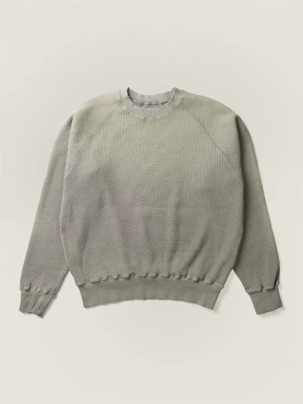 WAFFLE CREWNECK SWEATSHIRTS [ Gray ]