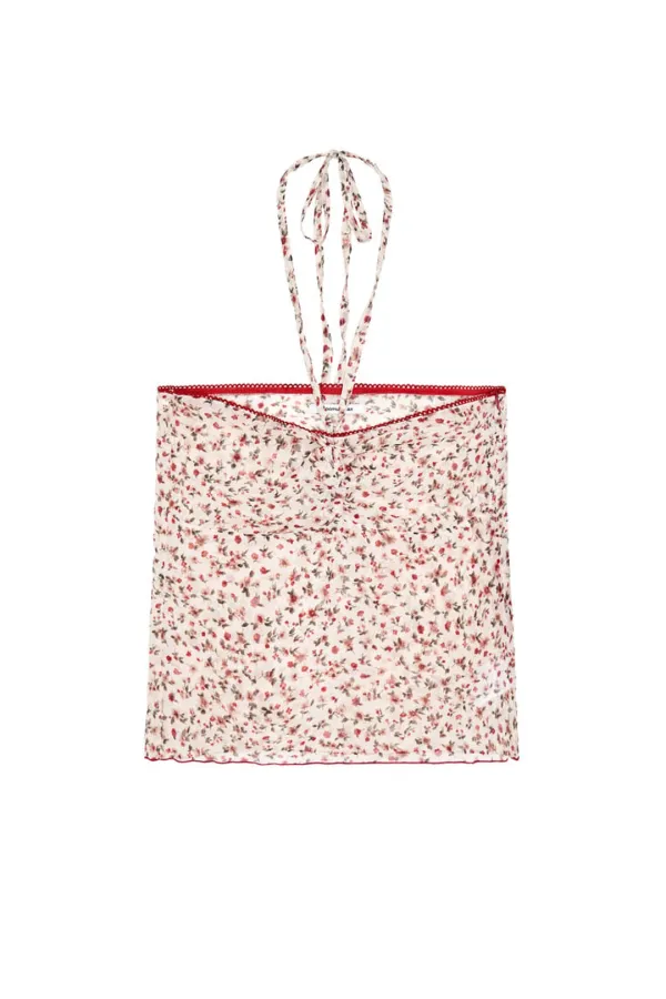 FLORAL HALTER TANK TOP (IVORY)