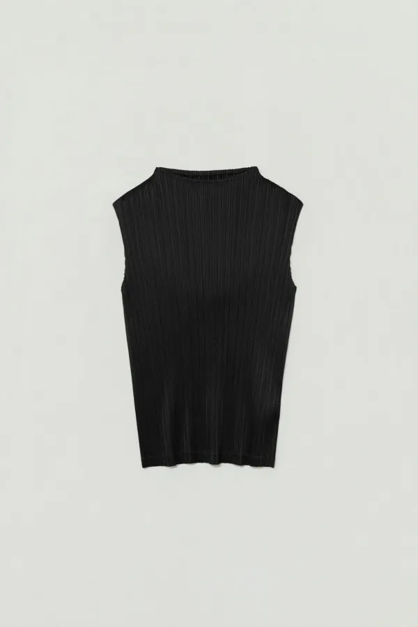 LYNE PLEATED SLEEVELESS TOP_BLACK