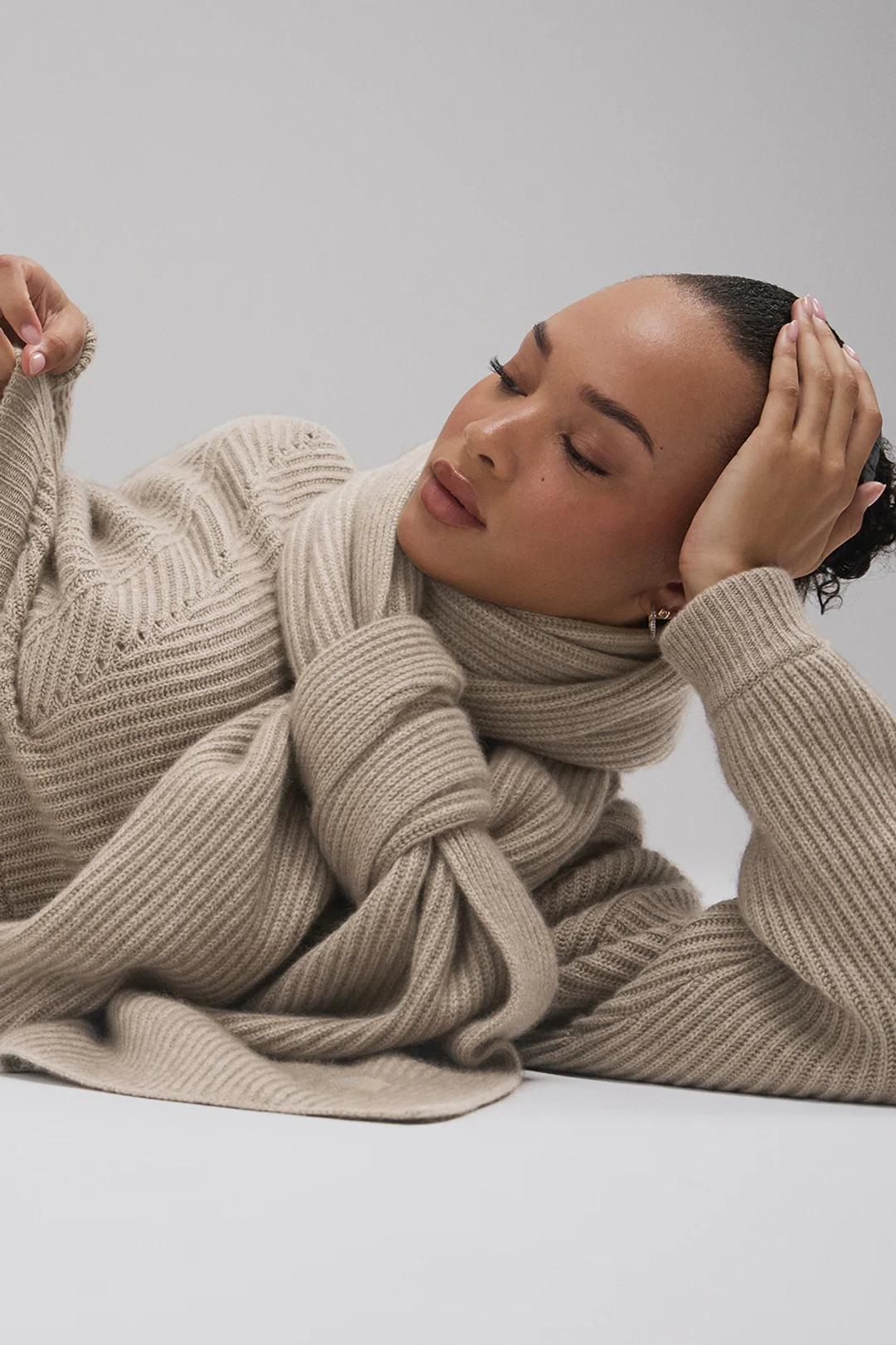 알로요가 Courchevel Cashmere Scarf - Flax Heather 상품 이미지 2