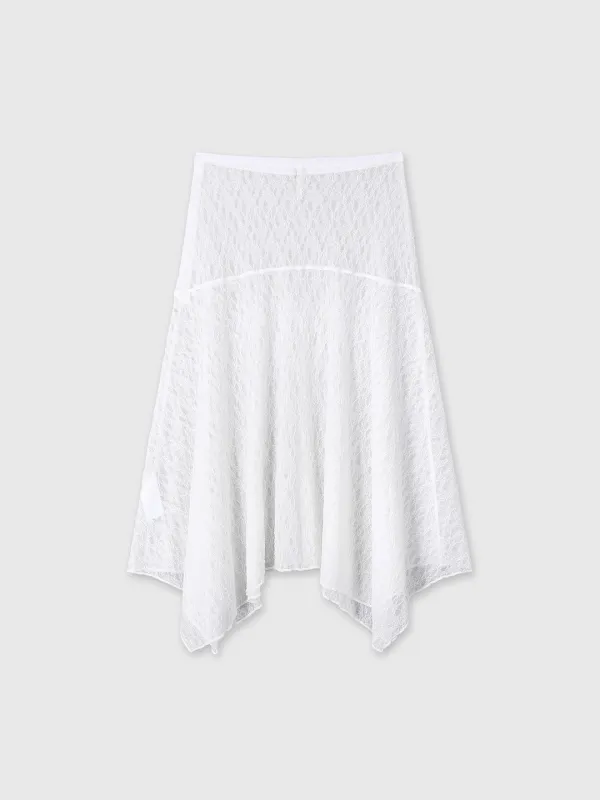 (W) LACE DRAPED SKIRT_ OFF WHITE