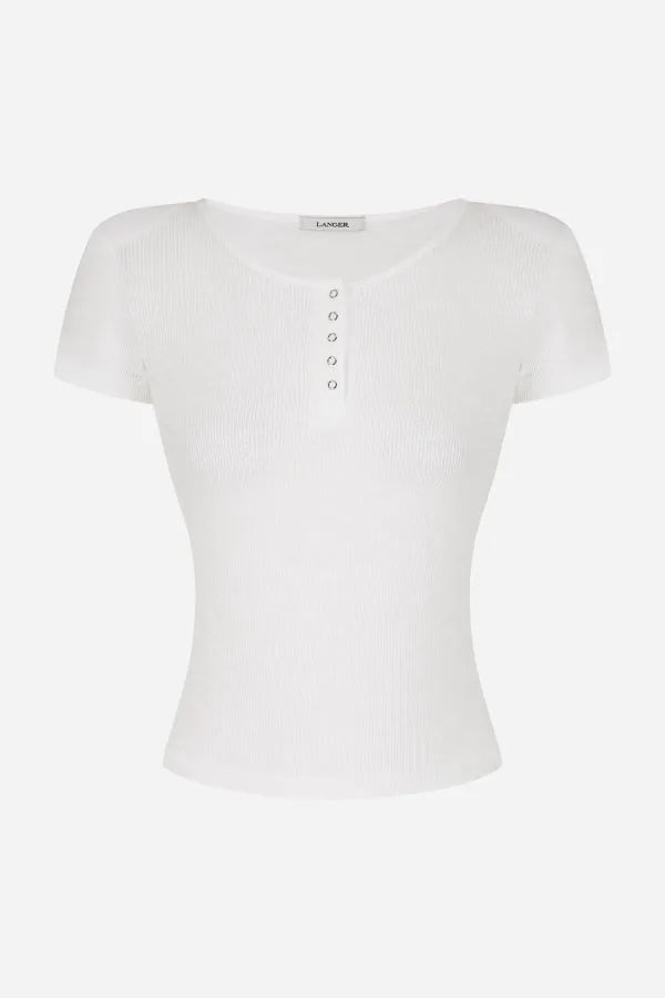 half-open ribbed padded t-shirt