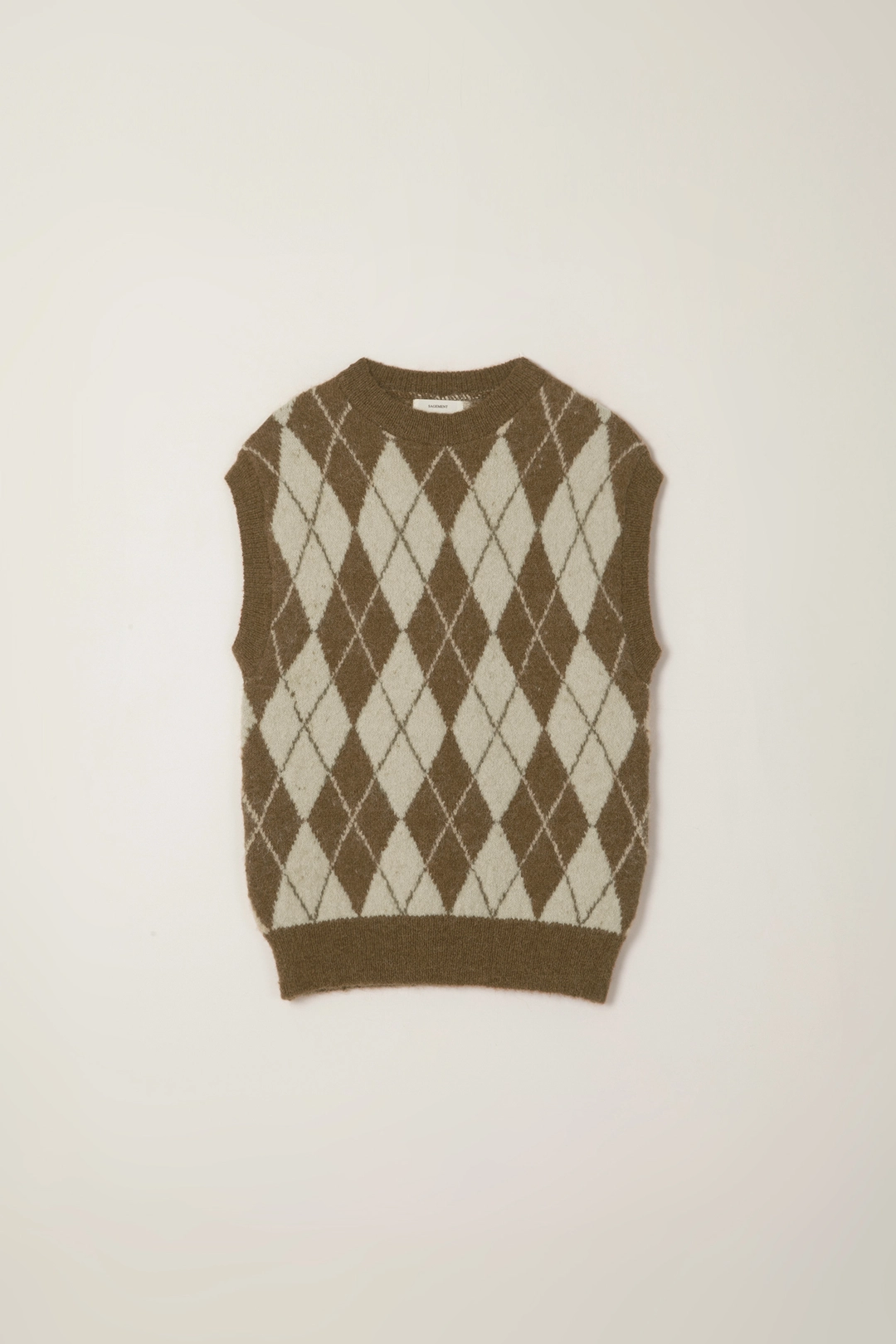 세이지먼트 BRUSH ARGYLLE KNIT VEST_BEIGE 상품 이미지 1