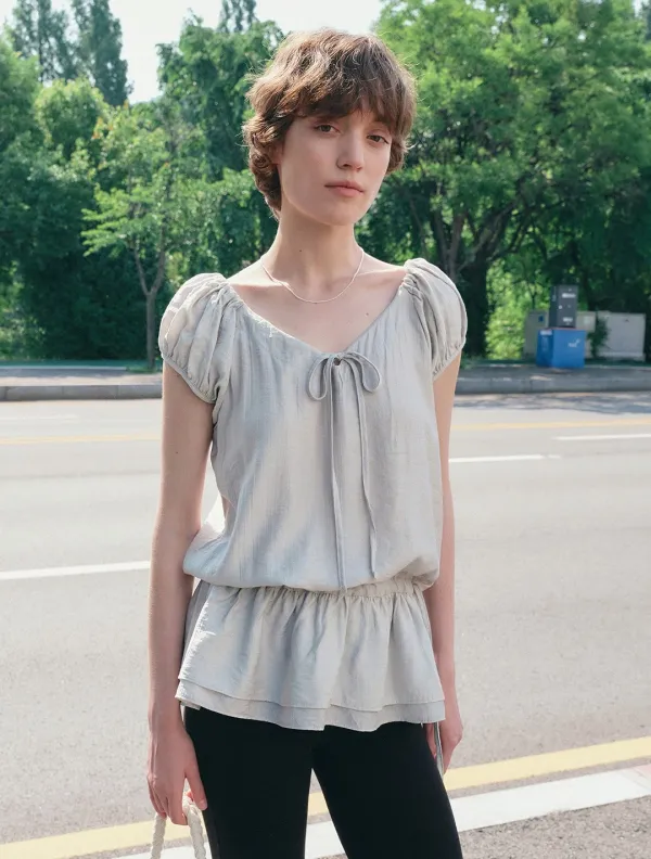 [7/13 순차출고] String puff frill blouse_Mint