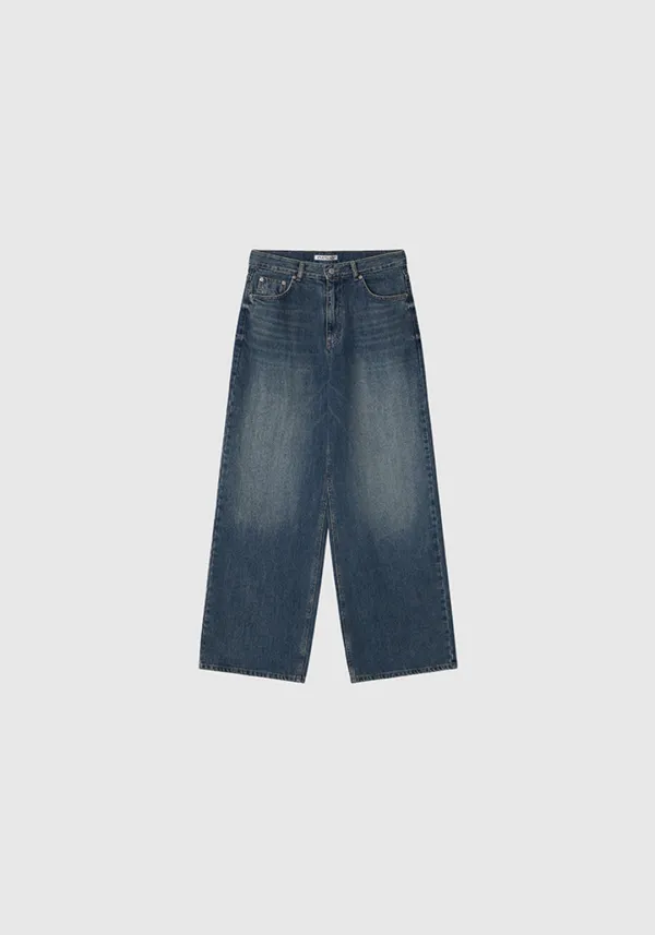 Low rise wide denim (Deep blue)