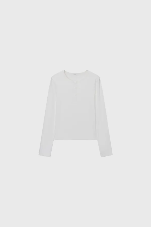 Cotton Rib Henley Tee (Oatmeal / Ivory / Black)